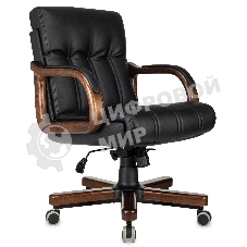 Кресло руководителя Бюрократ T-9932W-LOW-Eco черный, эко.кожа, низк.спин. крестов. металл/дерево