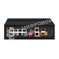 Коммутатор TRASSIR TR-NS15122S-300-8POE, 8×1 Гбит/с PoE++ + 4×1 Гбит/с Uplink, неуправляемый