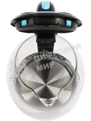 Чайник электрический Kitfort КТ-625-1 1.7л. 2200Вт черный/голубой (корпус: стекло)