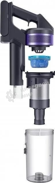 Пылесос вертикальный Samsung VS15A6031R4/EV фиолетовый/черный, питание от аккумулятора, 150 Вт, уборка сухая, пылесборник 0.8 л, работа от АКБ max 40 мин.