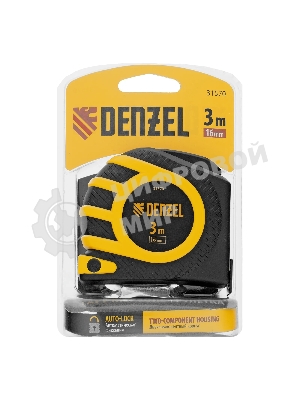 Рулетка Denzel 3м x 16 мм, двухсторонний зацеп, нейлон, двуст. шкала, автоматич. 31570