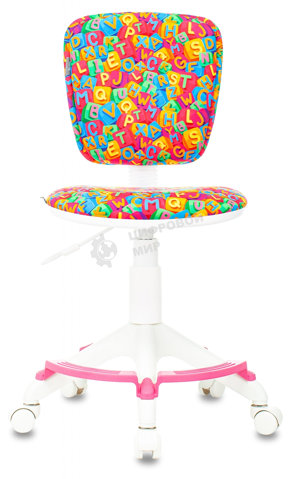 Кресло детское Бюрократ CH-W204/F мультиколор алфавит, крестовина пластик, подст. для ног, пластик белый
