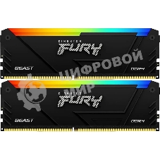 Оперативная память Kingston Fury Beast, DDR4, 64Gb (2x32Gb), 3600MHz, CL18, DIMM, с радиаторами, RGB, черный