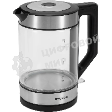 Чайник электрический Hyundai HYK-G4015 1.9л. 2200Вт черный/серебристый корпус: стекло