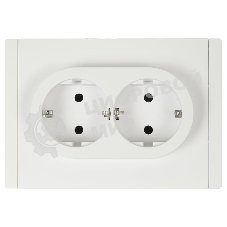 Розетка 2-м СП FORTE&PIANO FP224 16А с заземл. без защ. шторок безвинт. крепл. бел. IEK FP-R21-16-1-K01