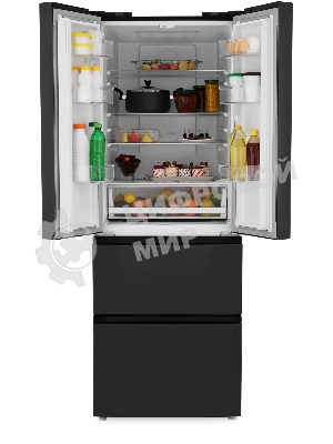 Холодильник Zugel ZRFD361B черный трехкамерный 224/113л морозилка снизу, No Frost, Side by Side