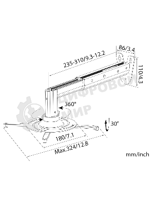 Кронштейн для проектора Cactus CS-VM-PR05B-BK черный макс.10кг настенный и потолочный поворот и наклон