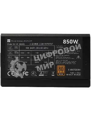 Блок питания Thermalright TR-TB850S 850W 80 PLUS Bronze, (ATX, 3, PCIe 5.0, Non-modular, 1x24(20+4)pin 550мм, 1xCPU*2 8(4+4)pin 600+150мм, 1xPCIe*2 8(6+2)pin 500+150мм, 1x12VHPWR PCIe 5.0 12+4pin 600мм, 1xSATA*3+MOLEX4pin*1 400+150+150+150мм, 1xSATA*2+MOLEX4pin*2 400+150+150+150мм, Active, 120x120мм, 150x140x86mm, APFC,)
