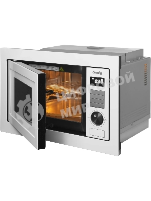 Встраиваемая микроволновая печь Domfy DM2540BW WG белый, 25 л, 900 Вт, переключатели - кнопки/поворотный мехинизм
