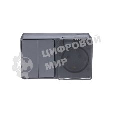 Блок ОП AtlasDesign Profi54 розетка 16А 250В с заземл. защ. шторки + 2-кл. выключатель 10А IP54 антрацит SchE