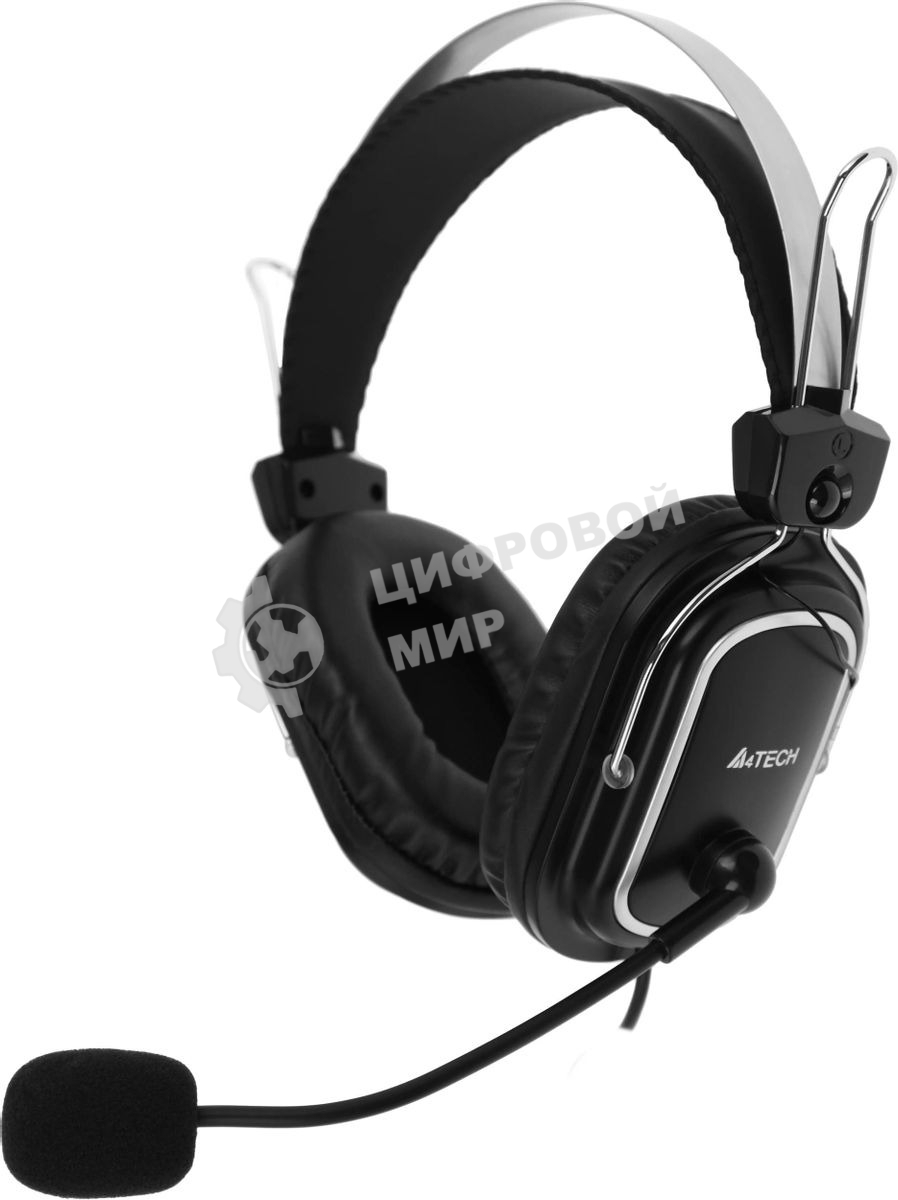 Гарнитура проводная с микрофоном A4Tech HU-50 черный 2м накладные USB оголовье