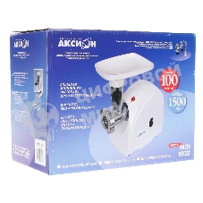 Мясорубка электрическая Аксион М31.04 белый, 1500 Вт, 1.7 кг/мин, реверс, защита от перегрузки, насадки - 4