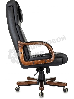 Кресло руководителя Бюрократ T-9933Walnut черный, эко.кожа, крестов. металл/дерево