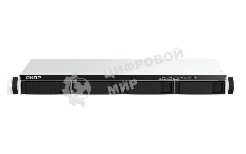 Сетевое хранилище SMB QNAP TS-464eU-8G NAS 4 HDD trays, rackmount 1U, 1 PSU. 4-core Intel Celeron N5105/N5095 2.0-2.9 GHz, 8 Gb RAM, 2x2.5GbE, 2xUSB 3.2 Gen 2 (10Gbps), 2xUSB 2.0, 1xHDMI, 2xM.2 PCIe Gen 3 x1 slots, W/o rail kit RAIL-B02
