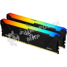 Оперативная память Kingston Fury Beast, DDR4, 64Gb (2x32Gb), 3600MHz, CL18, DIMM, с радиаторами, RGB, черный