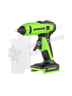 Пистолет клеевой аккумуляторный GreenWorks G24GLG, 24V, 11 мм, без АКБ и ЗУ (3502207)