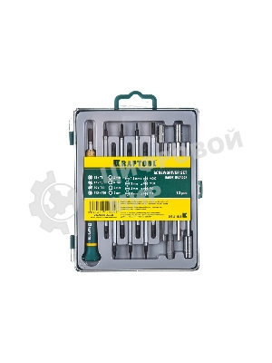 Набор KRAFTOOL Отвертки для точных работ с насадками, в боксе, 12 предметов 25611-H12