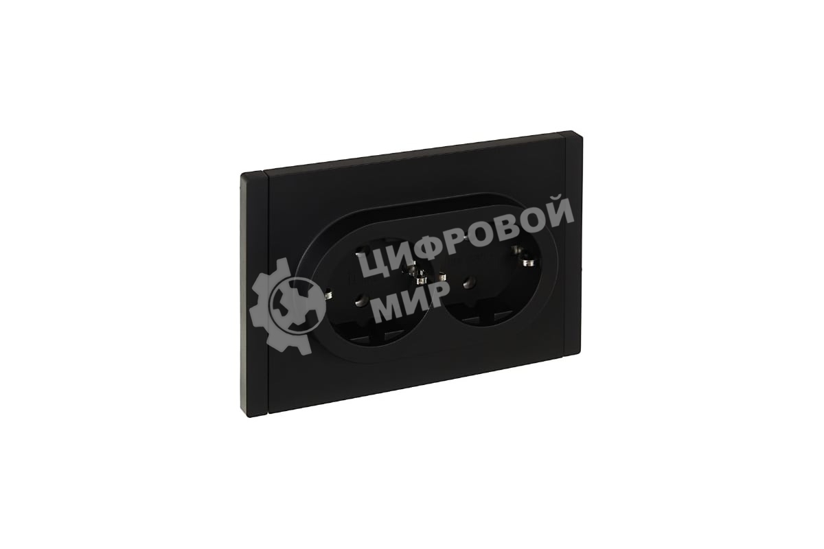 Розетка 2-м СП FORTE&PIANO FP124 16А с заземл. без защ. шторок безвинт. крепл. черный IEK FP-R21-16-1-K02
