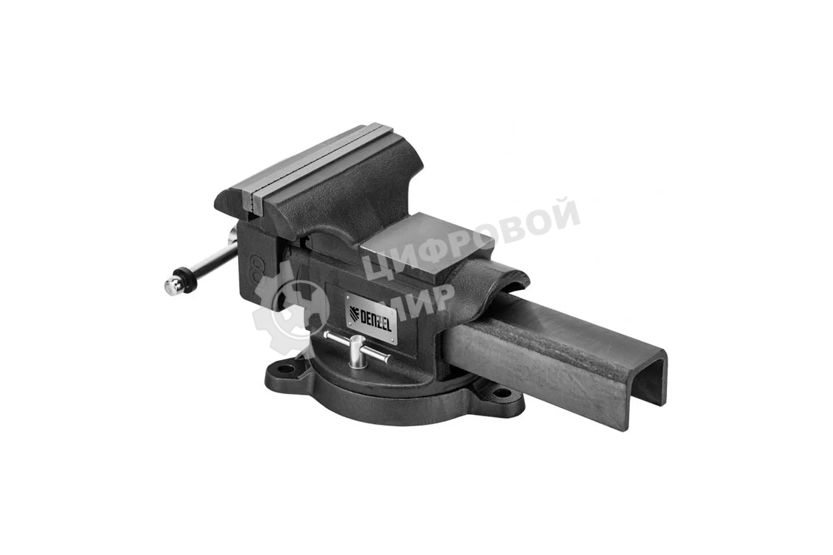 Тиски слесарные Denzel BVH-200, 200 мм, поворотные, стальная направляющая, с наковальней