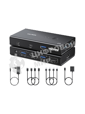 Переключатель UGREEN AK502 45452_ HDMI 2.0 KVM Switch 2 In 1 Out. цвет: черный