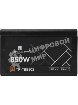 Блок питания Thermalright TR-TB850S 850W 80 PLUS Bronze, (ATX, 3, PCIe 5.0, Non-modular, 1x24(20+4)pin 550мм, 1xCPU*2 8(4+4)pin 600+150мм, 1xPCIe*2 8(6+2)pin 500+150мм, 1x12VHPWR PCIe 5.0 12+4pin 600мм, 1xSATA*3+MOLEX4pin*1 400+150+150+150мм, 1xSATA*2+MOLEX4pin*2 400+150+150+150мм, Active, 120x120мм, 150x140x86mm, APFC,)