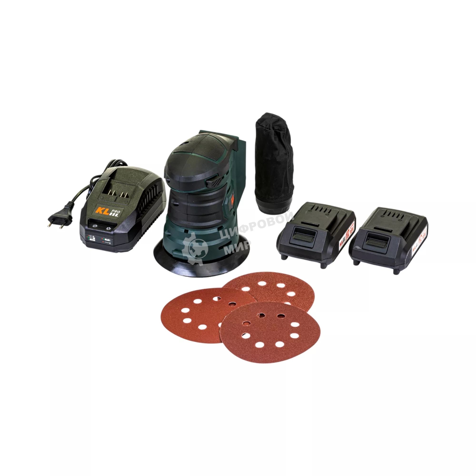 Эксцентриковая шлифовальная машина аккумуляторная KLPRO KLEZ18-20 (18В, Li-ion-2шт, 2.0А·ч, ЗУ 2,4А)