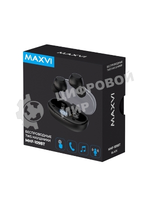 Беспроводные наушники Maxvi MHF-109BT черные TWS\капли\LCD\Sensor\200 мАч\5.2\кабель Type-C
