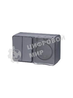 Блок ОП AtlasDesign Profi54 розетка 16А 250В с заземл. защ. шторки + 2-кл. выключатель 10А IP54 антрацит SchE