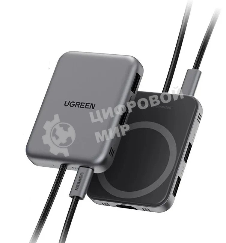 Док-станция UGREEN CM896 65759_ 7-в-1 7-in-1 4K/60Hz 1*HDMI&1*USB-C&2*USB-A&1*SD Card Slot&1*TF Card Slot USB-C Hub. Цвет: серый космос