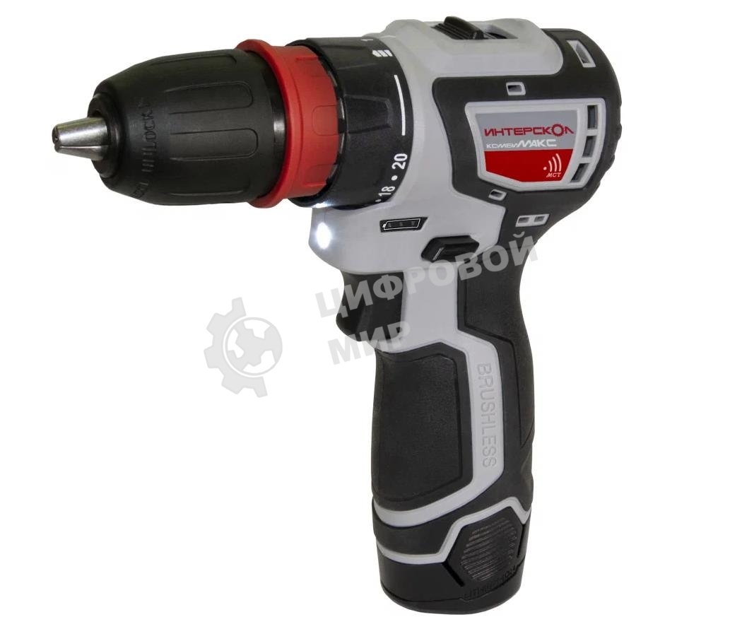 Дрель-шуруповерт аккумуляторная ИНТЕРСКОЛ ДА-10/12В 36 687.2.2.77, 12 В, 2 А·ч, аккумуляторная
