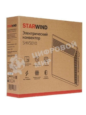 Конвектор электрический Starwind SHV5010, белый, 1000 Вт, 15 м2, термостат, 1 режим мощности