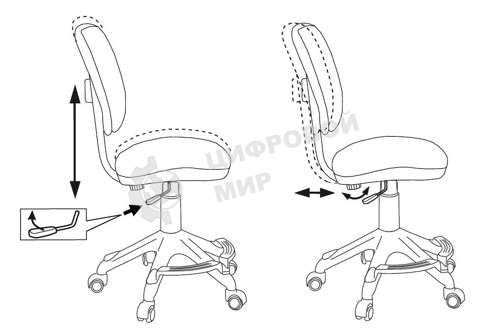 Кресло детское Бюрократ CH-W204/F мультиколор алфавит, крестовина пластик, подст. для ног, пластик белый