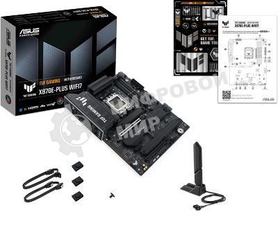 Материнская плата ASUS TUF GAMING X870E-PLUS WIFI7, AM5, AMD X870E, 4xDDR5, 4xSATA, 4xM.2, 1xPCIe 5.0 x16, 1xPCIe 4.0 x4, 1xPCIe 3.0 x1, 1xHDMI, 1x2.5Gb LAN, Wi-Fi 7, Bluetooth 5.4, 2xUSB-C 40Gbps, 3xUSB-A 10Gbps, 4xUSB-A 5Gbps, 4xUSB-A 2.0, 3x3.5 мм, 7.1