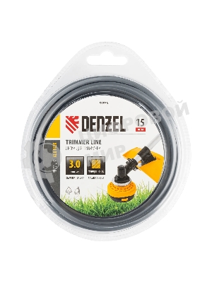 Леска для триммера Denzel армированная алюминием квадратная, 3,0мм х 15м, блистер ALUFLEX