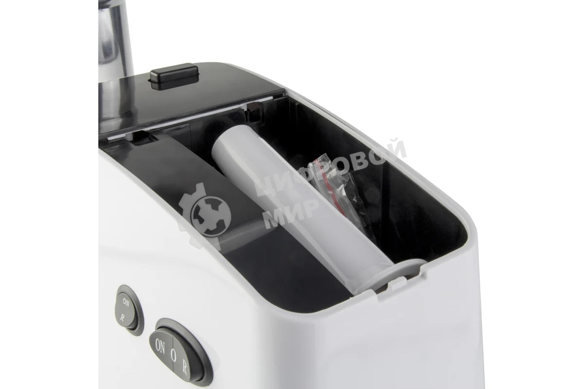 Мясорубка электрическая Galaxy GL 2411 белый, 1200 Вт, 1.3 кг/мин, реверс, защита от перегрузки, металлический лоток, насадки - 5