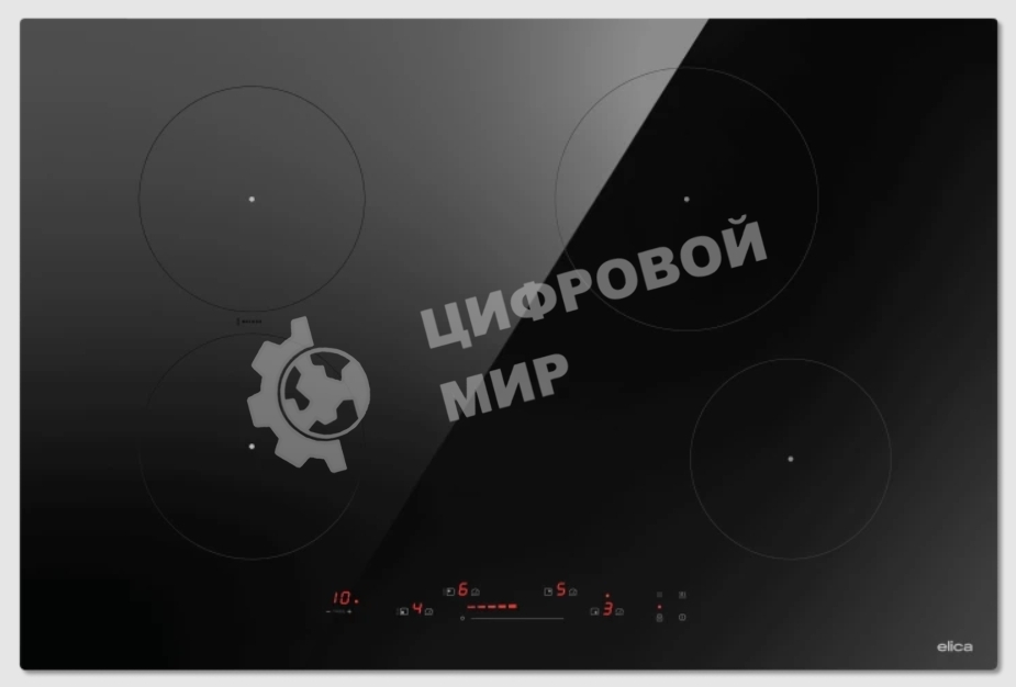 Индукционная варочная панель Elica, 80 см, слайдерное управление, 4 конфорки, таймер, режим подогрева, пауза, Bridge zone, защита от детей, черный