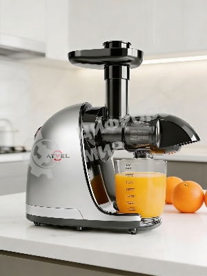 Соковыжималка Atvel PowerTwist J3 серый, шнековая горизонтальная, 150 Вт, 700 мл, электронное, реверс