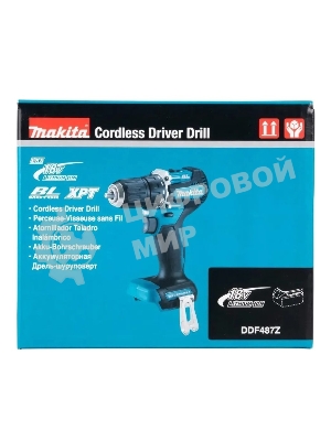 Дрель-шуруповерт Makita DDF487Z, 18 В, 0 Ач, 40 Нм, бесщеточный