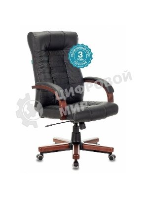 Кресло Бюрократ KB-10WALNUT/B/LEATH черный, кожа