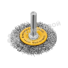 Щетка для дрели Denzel 50 мм, плоская, со шпилькой, нержавеющая витая проволока