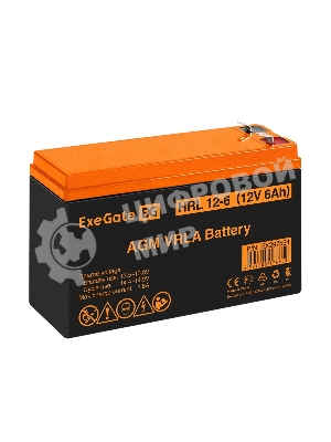 Аккумуляторная батарея ExeGate HRL 12-6 (12V 6Ah 1224W, клеммы F2)