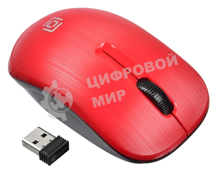 Мышь беспроводная Oklick 525MW красный, 1000 dpi, радиоканал, USB, кнопки - 3