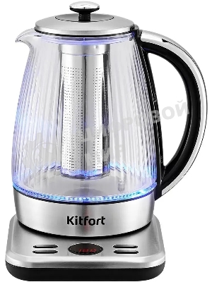 Чайник электрический Kitfort КТ-6711 1.7л. 2200Вт серебристый/черный корпус: пластик/стекло