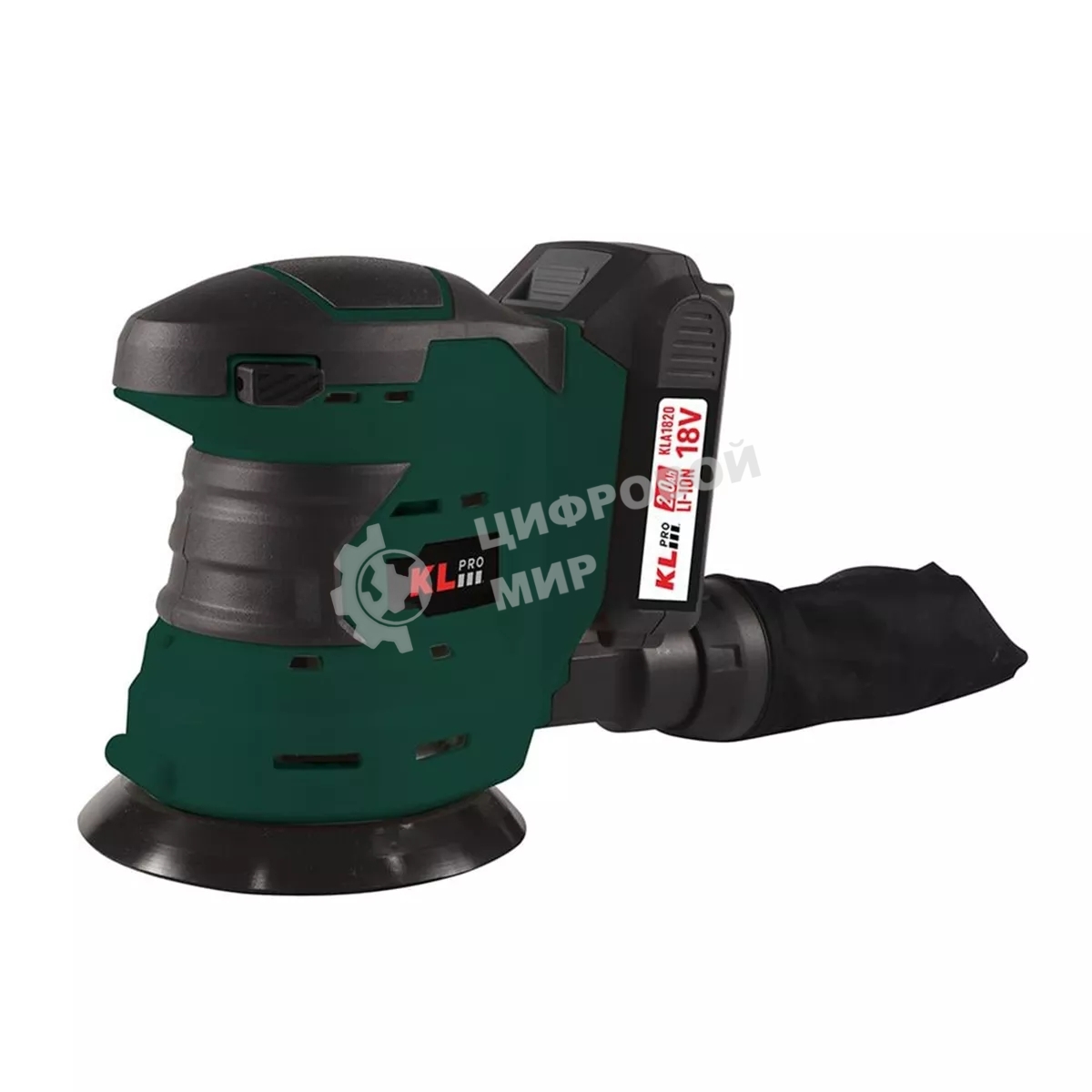 Эксцентриковая шлифовальная машина аккумуляторная KLPRO KLEZ18-20 (18В, Li-ion-2шт, 2.0А·ч, ЗУ 2,4А)