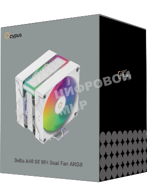 Кулер для процессора Ocypus Delta A40 SE WH Dual Fan ARGB, 2x120mm ARGB FAN, Top ARGB Panel, 4 HEAT PIPES, 4-PIN PWM, 800-1800 RPM, 31DBA, HYDRO BEARING, LGA115X/1200/1700/18XX, AM4/AM5