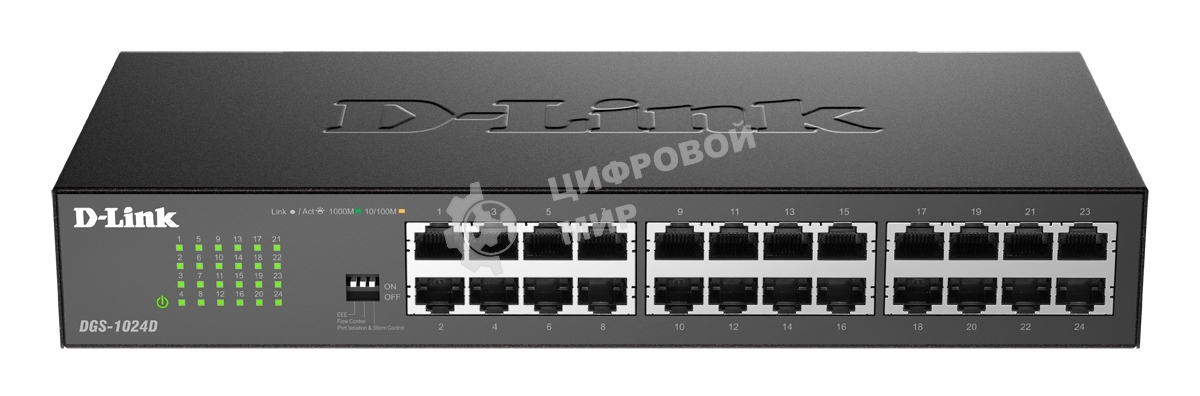 Коммутатор D-Link DGS-1024D/J1A, 24×1 Гбит/с, неуправляемый