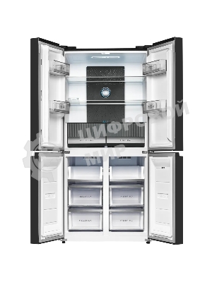 Холодильник Kuppersberg NFFD 186 BG черное стекло трехкамерный 303/172л морозилка сбоку, No Frost, Side by Side