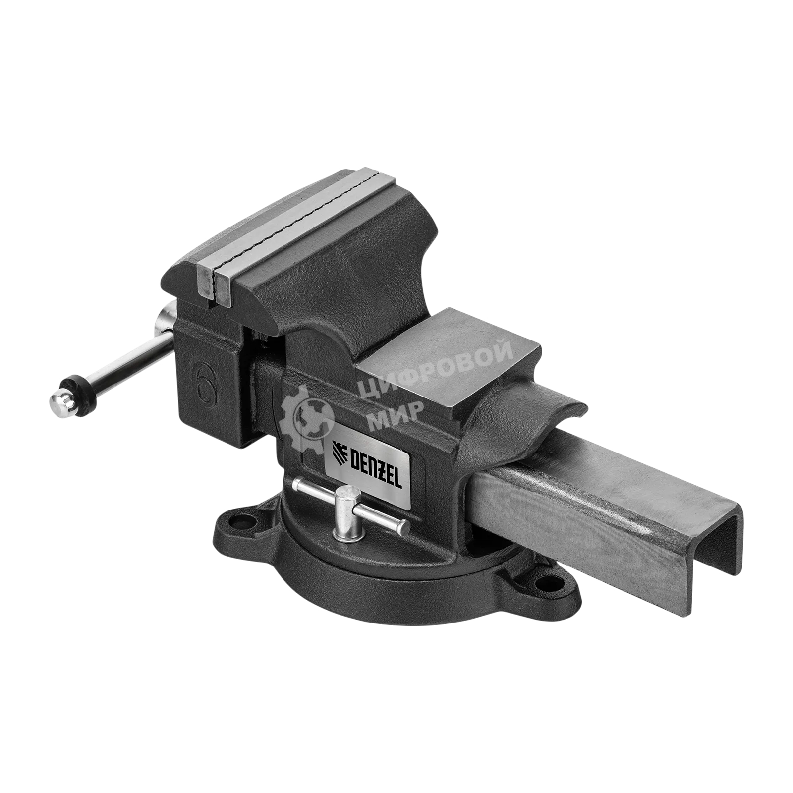 Тиски слесарные Denzel BVH-150 150 мм, поворотные, стальная направляющая, с наковальней