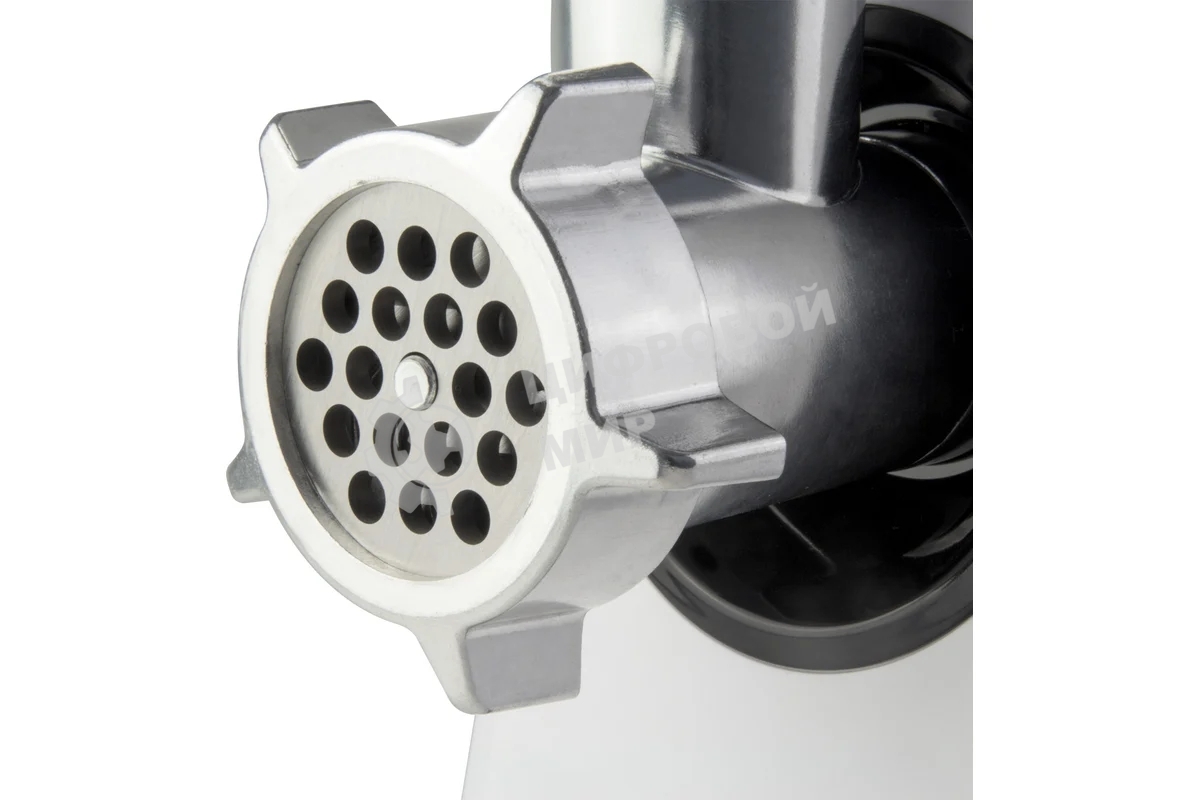 Мясорубка электрическая Galaxy GL 2411 белый, 1200 Вт, 1.3 кг/мин, реверс, защита от перегрузки, металлический лоток, насадки - 5