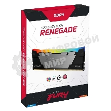 Оперативная память Kingston Fury Renegade, DDR4, 128Gb (4x32Gb), 3600MHz, CL18, DIMM, радиатор, RGB, черный/серебристый